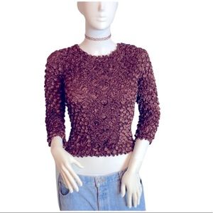 Brown Long Sleeved Y2K Popcorn Shirt